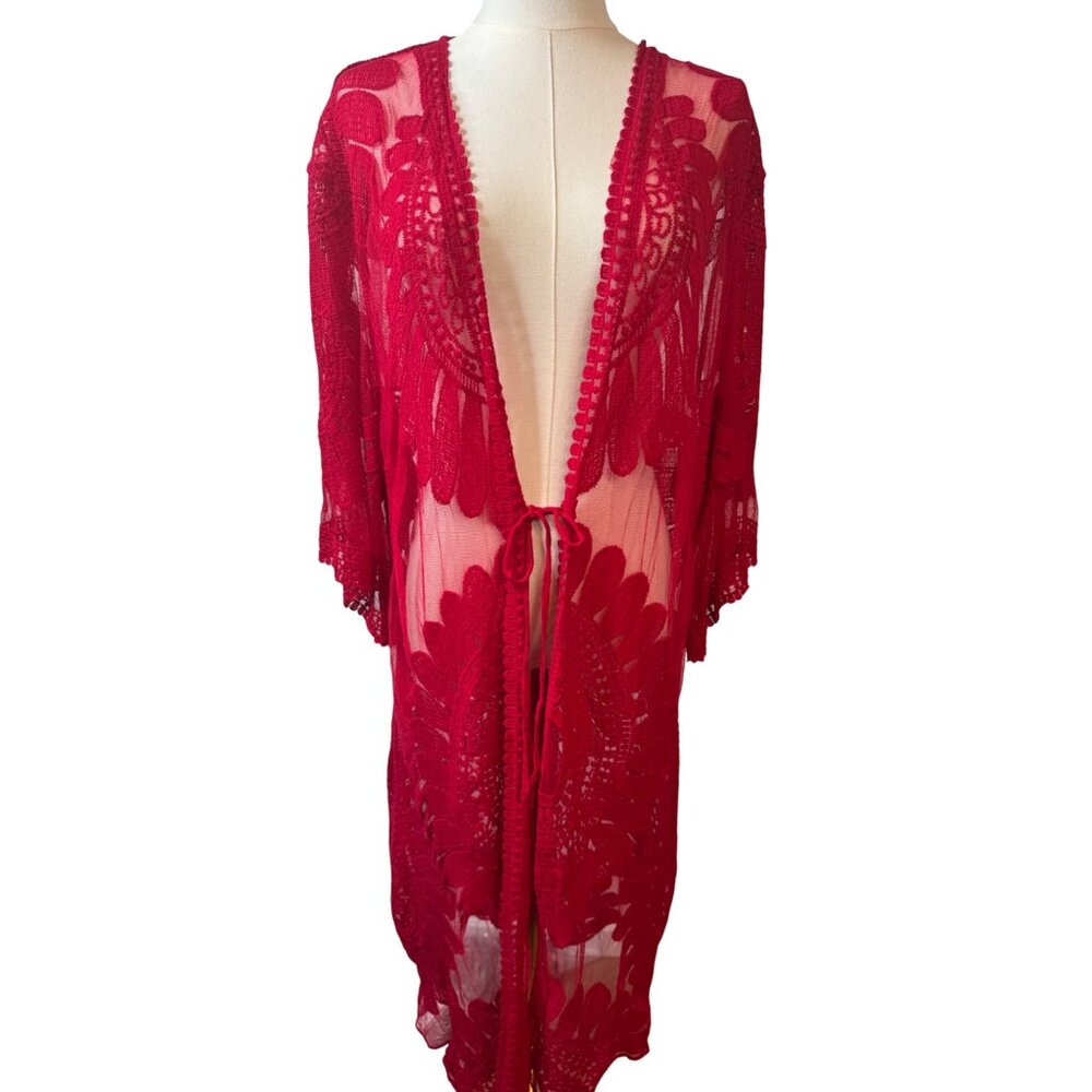 Elegant Red Lace Women's Jacket